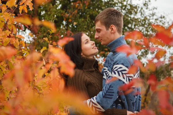 Loving couple in a park on the outdoors — Stock Photo, Image