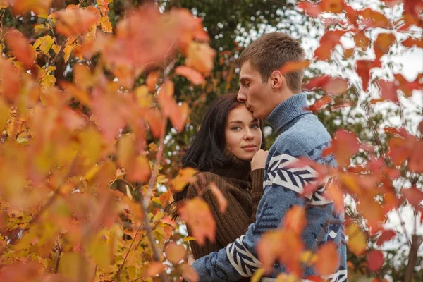 Verliefde paar in een park op het buitenleven — Stockfoto