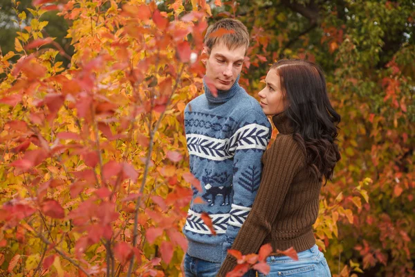 Loving couple in a park on the outdoors — Stock Photo, Image