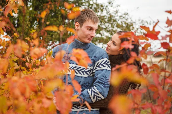 Verliefde paar in een park op het buitenleven — Stockfoto