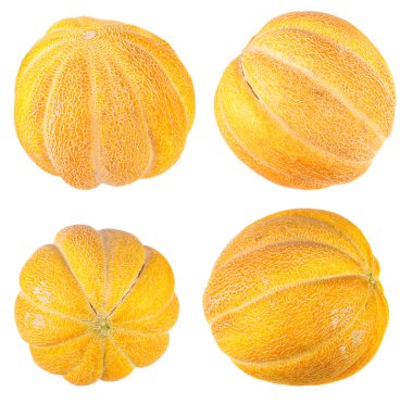 Beyaz arka plan üzerinde izole olgun sarı kavun ayarla