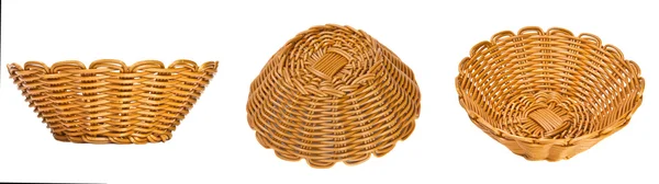 Set wicker basket on a white background — Stock Photo, Image