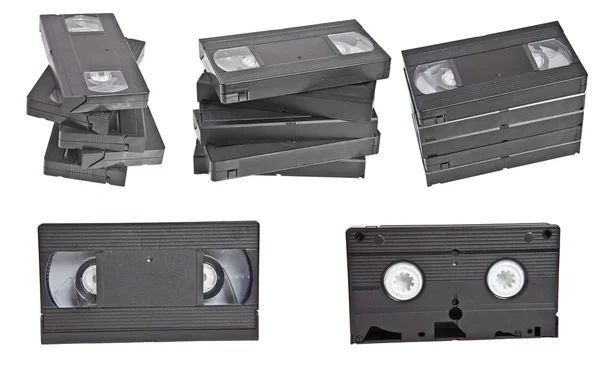 Nastavení staré Vhs kazety na bílém pozadí — Stock fotografie