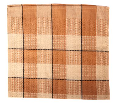 Beyaz bir arka plan üzerinde katlanmış damalı peçete