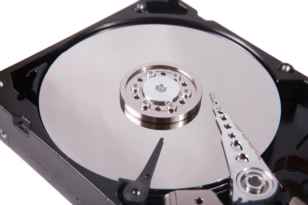 Hard disk drive dengan tutup terbuka, fokus selektif — Stok Foto