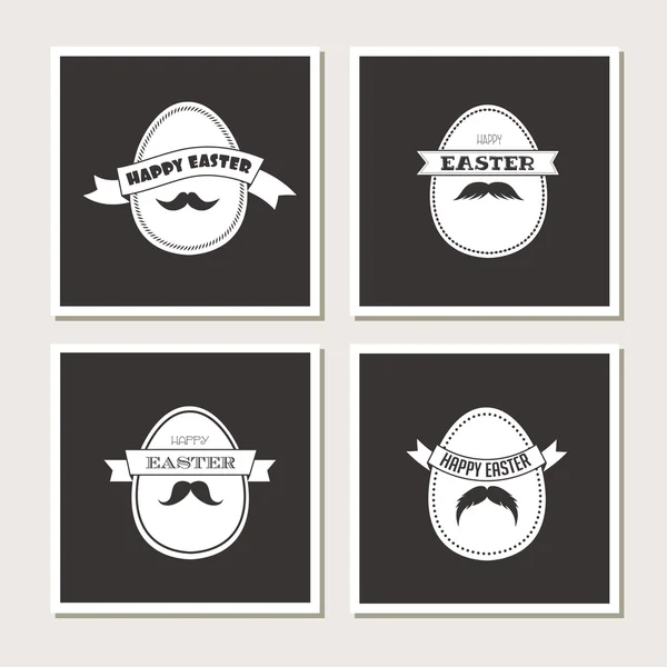 Happy Hipster Великдень - набір стильних яєчних карток або запрошень — стоковий вектор