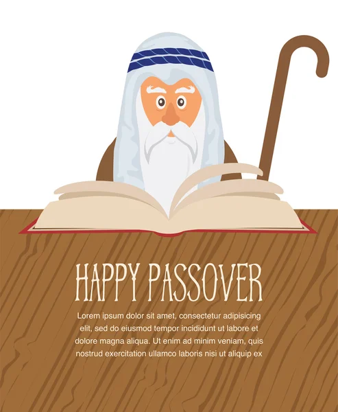 Moses reading Passover Haggadah — Stock Vector