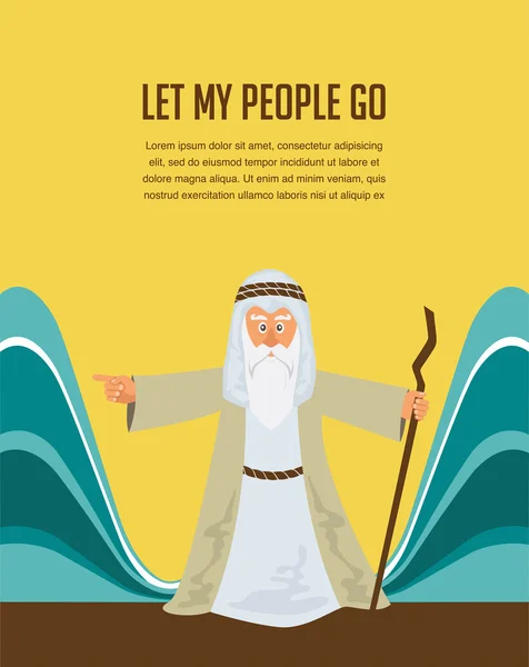 Moses Splitting The Sea - Moses splitting the red sea with the Israelite leaving Egypt. — Stock Vector