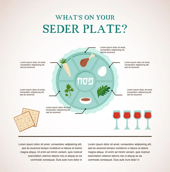 Pesach seder ploché ikony — Stockový vektor