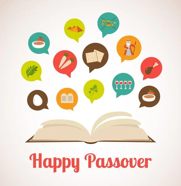 Passover hagadah with traditional icons — Stock Vector