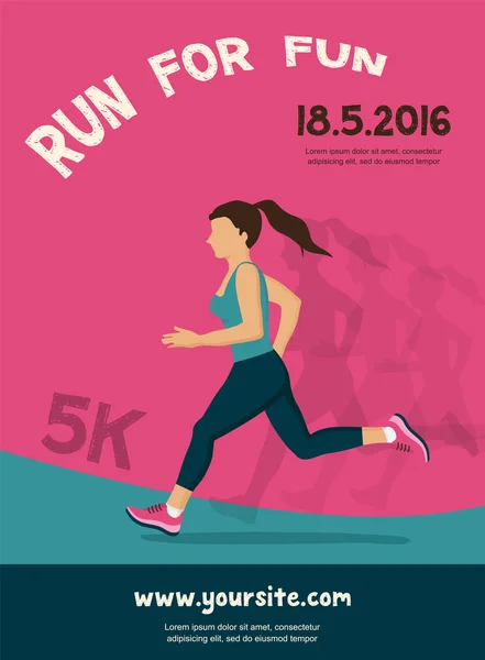 Žena, běh, jogging - barevné ilustrace. barevný plakát design — Stockový vektor