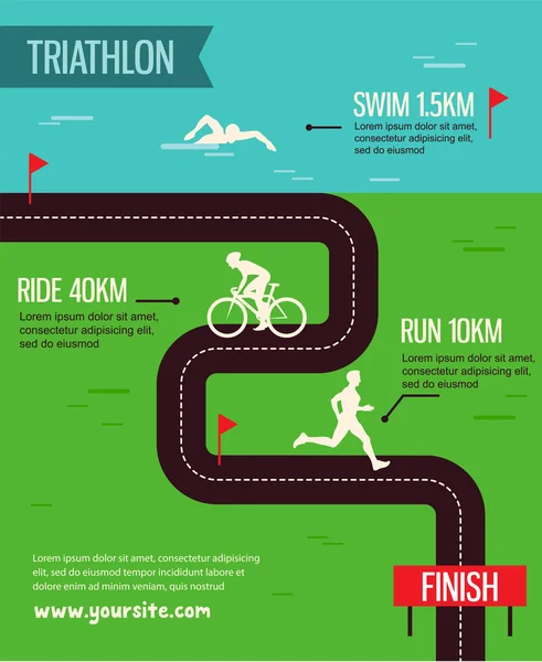 Triathlon d'illustration vectorielle. Affiche de triathlon . — Image vectorielle