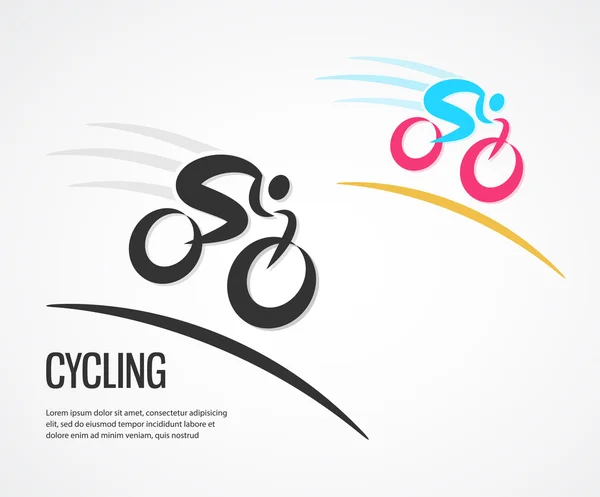 Colorido ciclismo y bicicletas iconos — Vector de stock