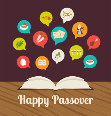 Fısıh Bayramı hagadah ile geleneksel kutsal kişilerin resmi