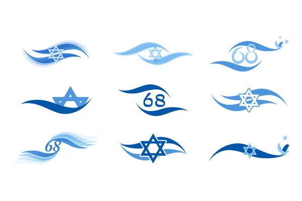 Día de la independencia de Israel e iconos de bandera abstracta — Vector de stock