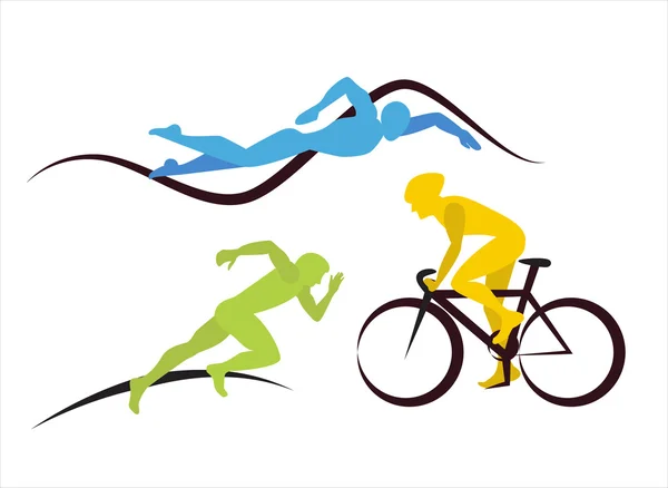Ikony pro triatlon a jiné přímé akce — Stockový vektor