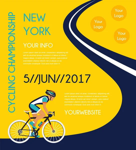 Fietsen competitie of race poster. — Stockvector