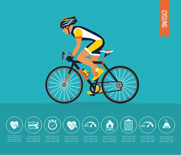 Cyklista na kole sportovní. Kolo vektorový infographic — Stockový vektor
