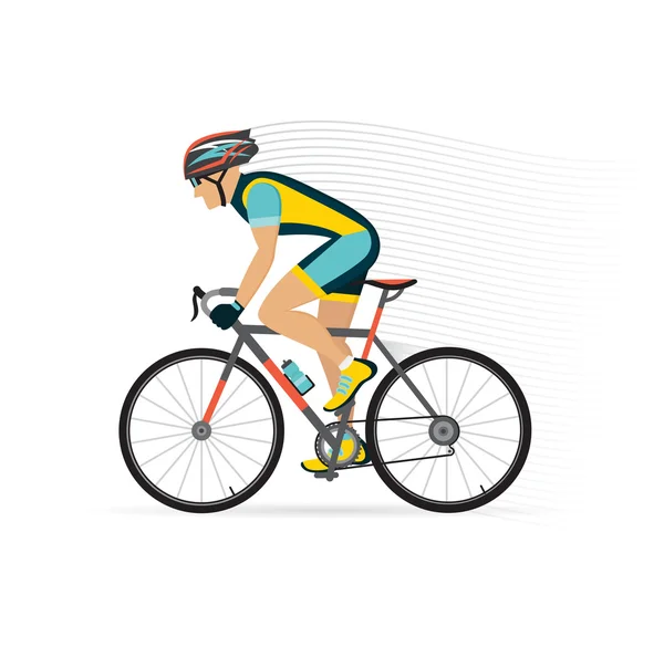 Ciclista varón sobre un fondo blanco. ilustración vectorial . — Vector de stock