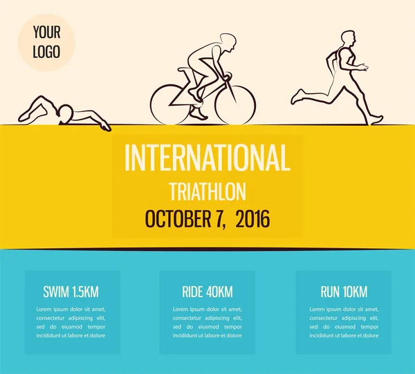 Illustration vectorielle triathlon, design plat — Image vectorielle