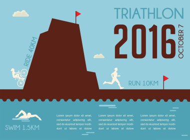 Retro triatlon rekabet poster. Şampiyonluk poster tasarımı
