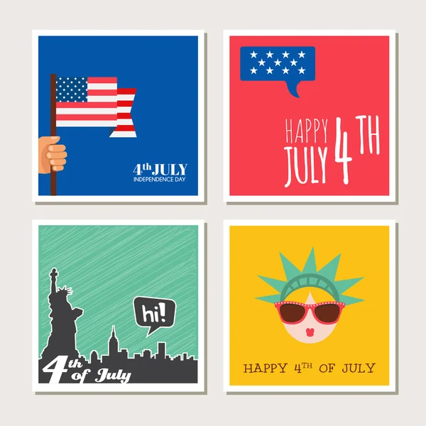 Happy independence day, United States of America card set. Fourthof July. — Stock Vector