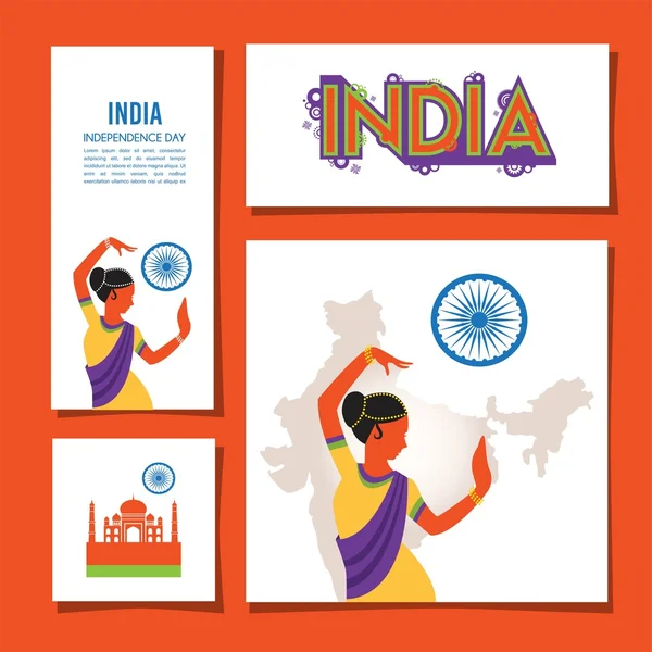 Karty nastavit vzory a brožury z Indie — Stockový vektor
