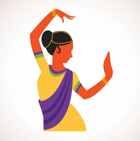 India chica vistiendo ropa tradicional baile indio danza — Vector de stock