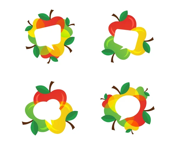 Appels en gezond Fruit design met tekstballonnen — Stockvector