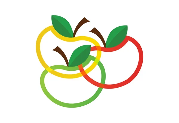 Manzanas y fruta sana diseño con estilo moderno — Vector de stock