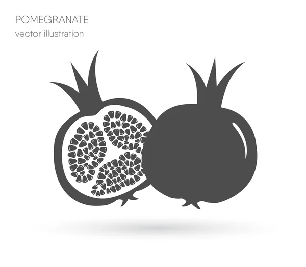 Två saftiga mogen granatäpple Granatäpplen. vektor illustration isolerade på vit bakgrund. — Stock vektor