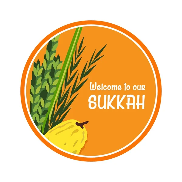 Señal de bienvenida para la fiesta judía tradicional Sukkot . — Archivo Imágenes Vectoriales