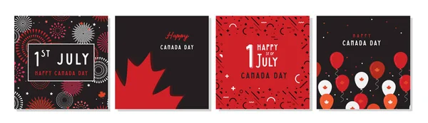 Bonne affiche de la fête du Canada. Le 1er juillet. Carte de vœux vectorielle. Feuilles d'érable Canada sur fond blanc — Image vectorielle