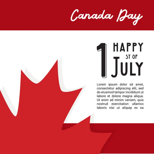 Cartaz do Dia do Canadá feliz. 1 de Julho. Cartão de ilustração vetorial. Canadá Folhas de bordo no fundo branco —  Vetores de Stock