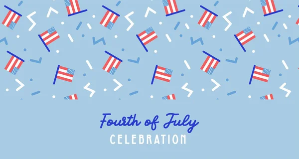Американский день независимости празднование веб-баннер. поздравительный дизайн с патриотическими цветами и флагами США. 4 июля, рекламный контент в социальных сетях. Векторная иллюстрация — стоковый вектор