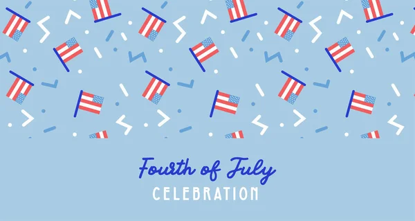 Banner web de celebración del Día de la Independencia Americana. diseño de saludo con colores patrióticos EE.UU. y banderas. 4 de julio, contenido promocional de redes sociales. Ilustración vectorial Ilustración de stock