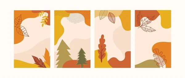 Autumn landscapes, vertical banners and wallpaper for social media stories. Vector illustration in flat simple style - design templates with place for text. fall greeting cards and poster. vector — стоковый вектор