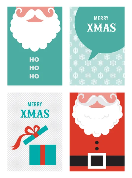 Fyra retro kort till jul i hipster stil — Stock vektor