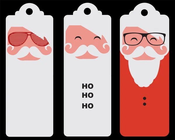 Tres etiquetas de la silueta de moda estilo hipster Santa Claus — Vector de stock