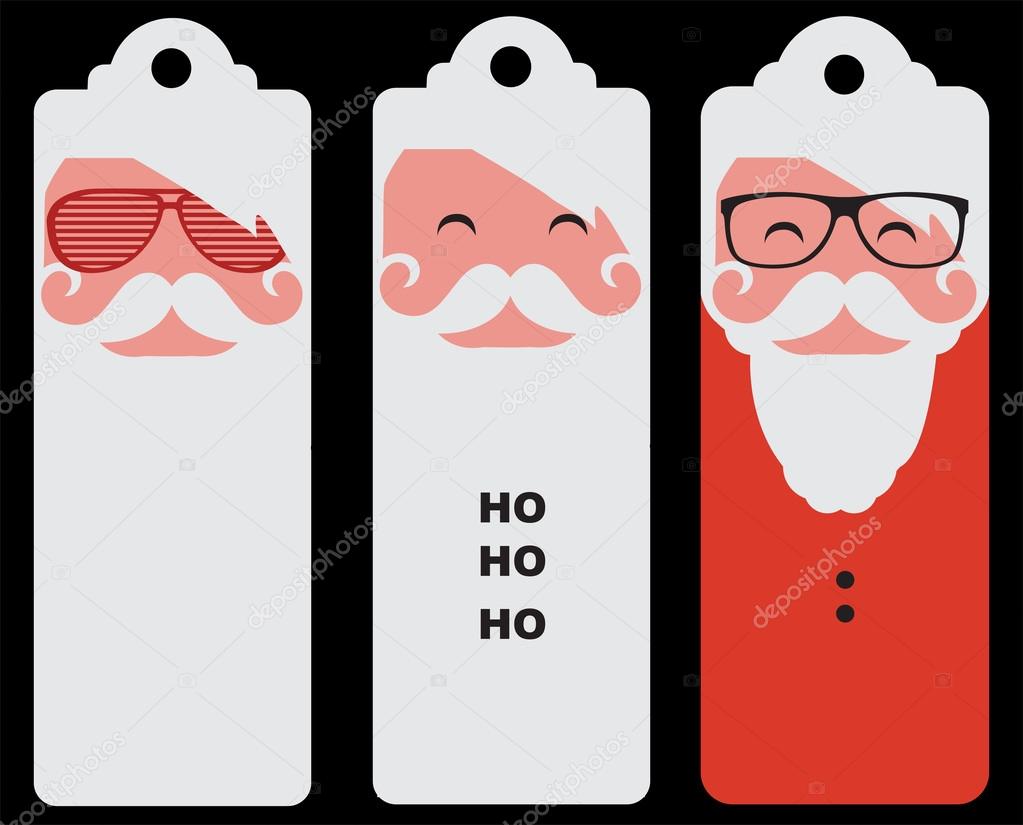 three tags of fashion silhouette hipster style Santa Claus