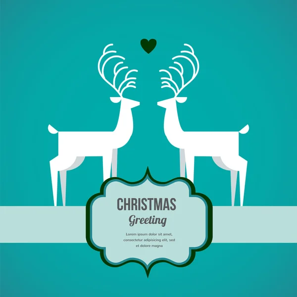 Illustration de deux cerfs sur carte de vœux de Noël — Image vectorielle