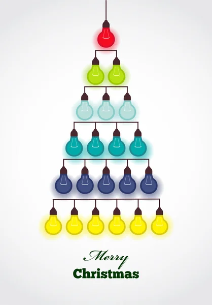 Árbol de Navidad creado con bombillas de colores — Vector de stock