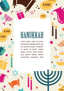 Yahudi tatil Hanukkah için ünlü sembollerin resimler