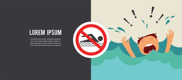 Prohibition forbidden sign for no swimming — Stock Vector