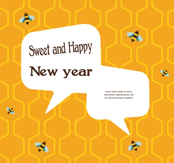 Patrón de la abeja en el fondo de panales para rosh hashana — Vector de stock