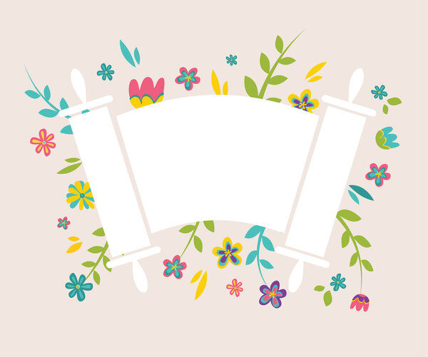 Jewish Torah surrounding with fresh vintage flowers
