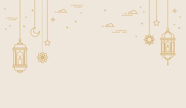 Sanat tarzında Ramazan Kareem geçmişi. Modern İslami tebrik kartı şablonu ve duvar kağıdı tasarımı. Poster ve ortam pankartı vektör illüstrasyonu
