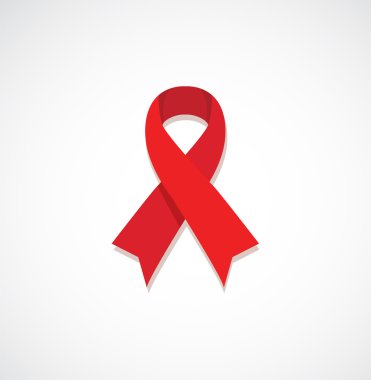 Kırmızı kurdele HIV, AIDS gri izole.