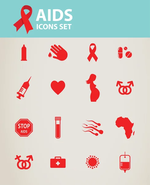 Health and medicine concept, AIDS and HIV icons. Всемирный день борьбы со СПИДом — стоковый вектор