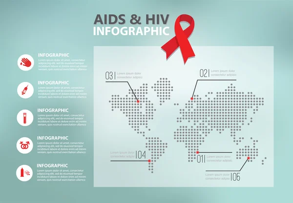 Τα γραφήματα HIV και το Aids. Παγκόσμια ημέρα κατά του Aids — Διανυσματικό Αρχείο